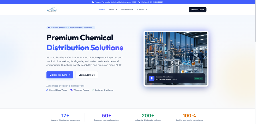 Global Chemical Distribution & Trading Portal — Atharva Trading Company