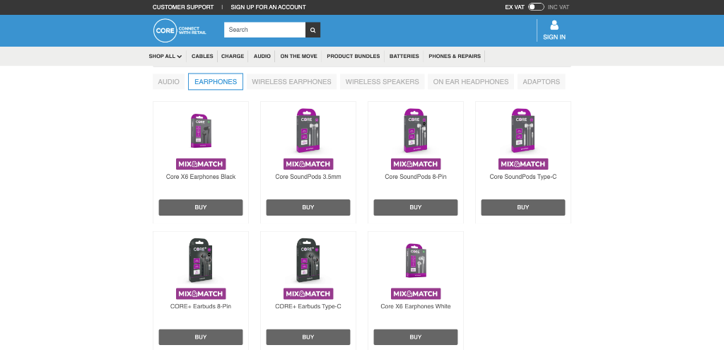 Audio & Mobile Peripheral Product Line — Core Communications Limited, UK
