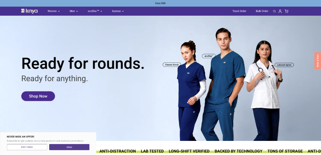 Direct-to-Clinician Medical Apparel Storefront — Knya Enterprise / Knyamed