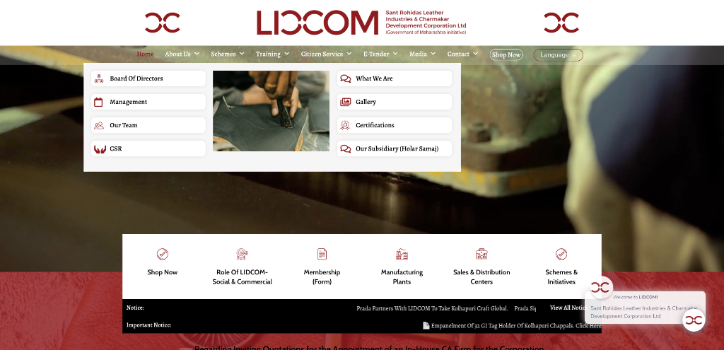 State Leather Corporation E-Governance & E-Tender Portal — LIDCOM