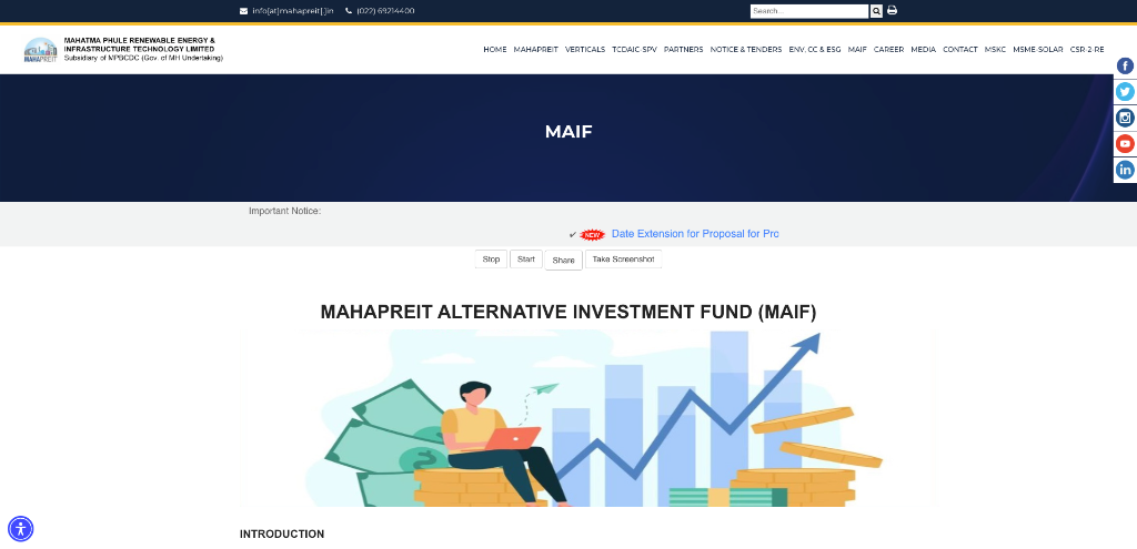 Alternative Investment Fund (MAIF) Portal — MAHAPREIT