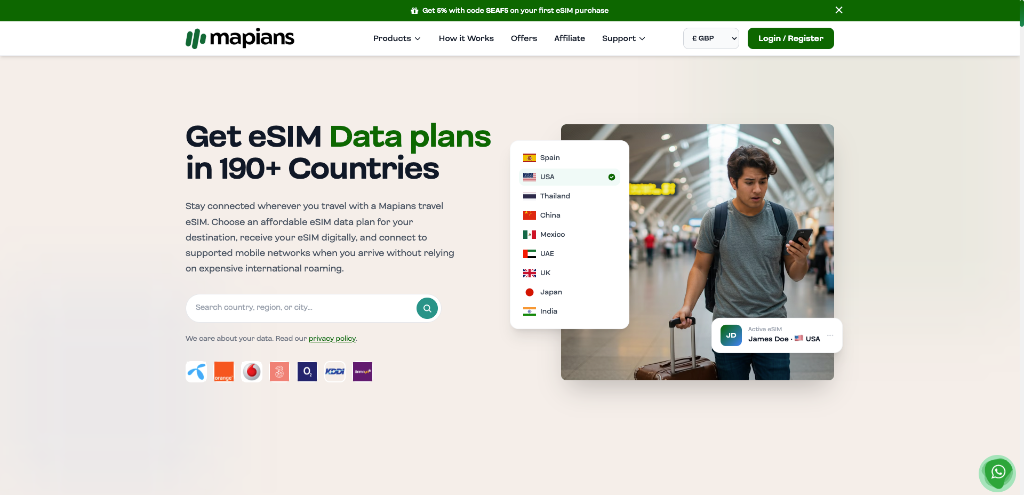 Global eSIM Storefront & Search Engine — Mapians.com