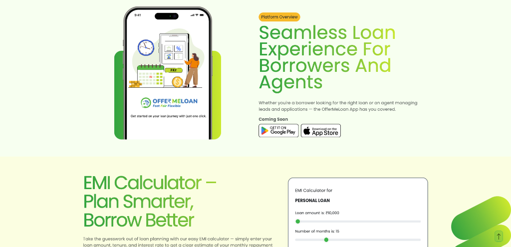 Mobile Loan Experience & Interactive EMI Planner — OfferMeLoan