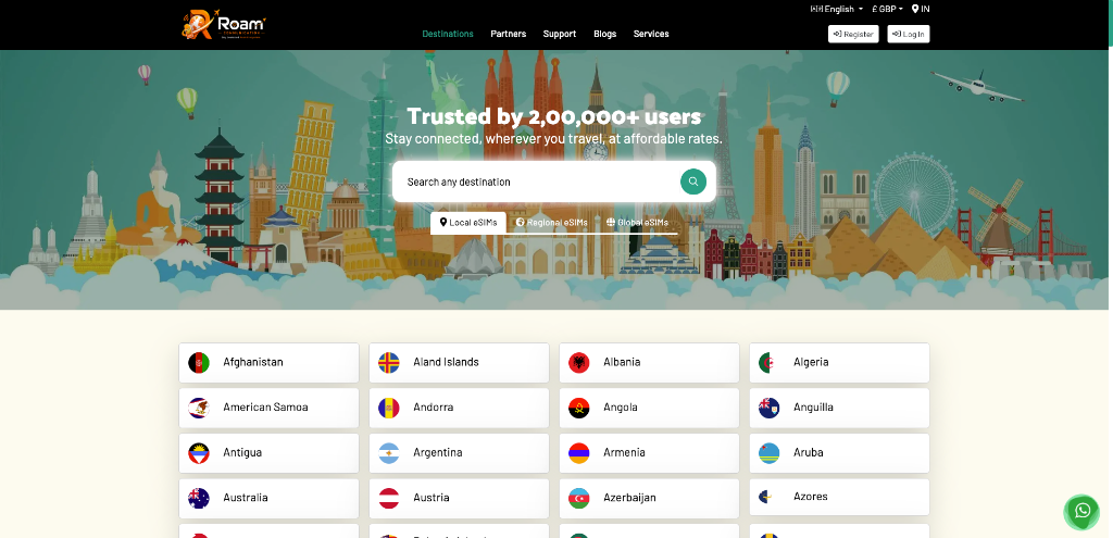 Global eSIM Marketplace & Country Directory — Roam Communications Limited
