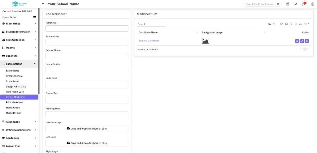 Examination Grading & Batch PDF Report Card Interface