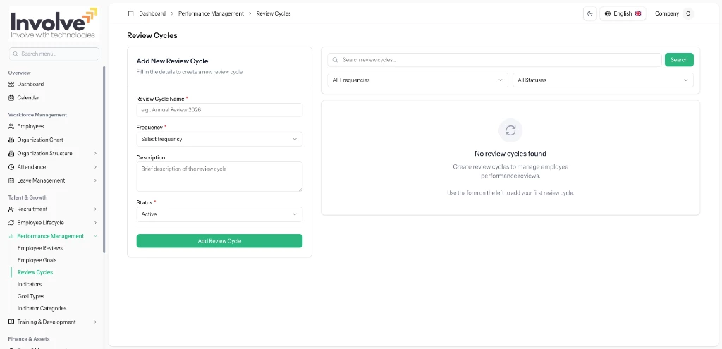 Performance Appraisals and OKR Dashboard Interface